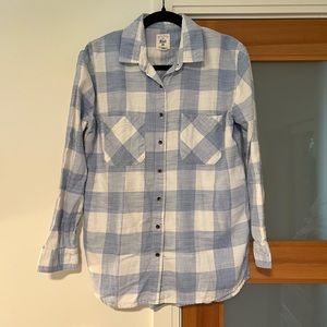 billabong blue button up shirt